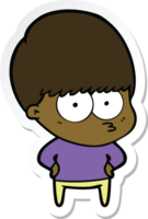 sticker of a nervous cartoon boy png