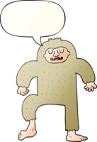 cartoon bigfoot with speech bubble in smooth gradient style png