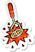 retro distressed sticker of a cartoon potato masher png