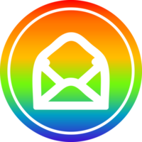 envelope letter circular icon with rainbow gradient finish png