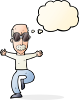 cartoon old man wearing big glasses with thought bubble png