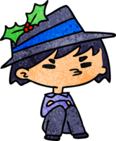 mão desenhado Natal texturizado desenho animado do kawaii Garoto png