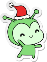 main tiré Noël autocollant dessin animé de kawaii extraterrestre png