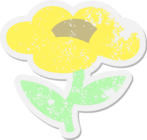 adesivo grunge de crescimento de flores dos desenhos animados png