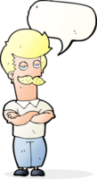 cartoon mustache muscle man with speech bubble png