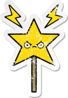 distressed sticker of a cute cartoon magic wand png