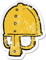 distressed sticker of a cartoon medieval helmet png