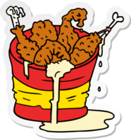 hand drawn sticker cartoon doodle bucket of fried chicken png