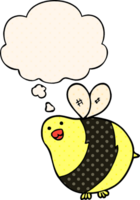 dibujos animados abeja con pensamiento burbuja en cómic libro estilo png