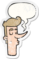 cartoon arrogant man with speech bubble distressed distressed old sticker png