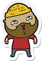 sticker of a cartoon happy bearded man png