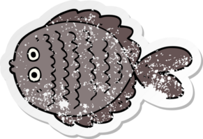 distressed sticker of a cartoon flat fish png