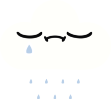 flat color retro cartoon of a rain cloud png