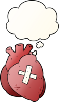 cartoon heart with thought bubble in smooth gradient style png