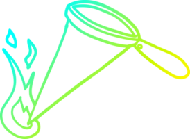 cold gradient line drawing of a cartoon magnifying glass png