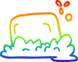 rainbow gradient line drawing of a cartoon bar of soap png