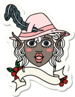 sticker of a elf bard character face png