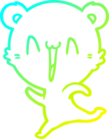 frío degradado línea dibujo de un contento oso corriendo dibujos animados png
