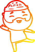 warm gradient line drawing of a cartoon happy bearded man png