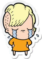 sticker of a cartoon crying girl png