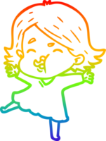 arco Iris gradiente linha desenhando do uma desenho animado menina puxar face png