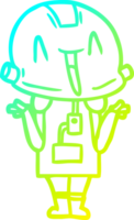 cold gradient line drawing of a cartoon robot png