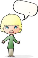tecknad serie Lycklig kvinna med Tal bubbla png