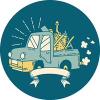 icon of a tattoo style truck carrying junk png