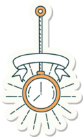 sticker of a tattoo style gold pocket watch png