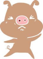 cochon en colère de dessin animé de style plat couleur png