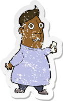 retro noodlijdende sticker van een cartoon nerveuze man met kaartjes png