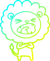 cold gradient line drawing of a cartoon lion png
