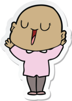 sticker of a happy cartoon bald man png