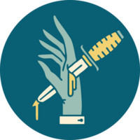 iconic tattoo style image of a dagger in the hand png