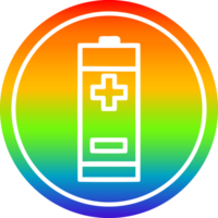 Batterie kreisförmig Symbol mit Regenbogen Gradient Fertig png