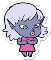 adesivo de uma linda garota elfa de desenho animado png