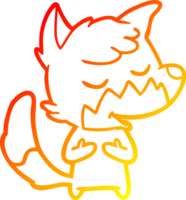 warm gradient line drawing of a friendly cartoon fox png