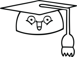 line drawing cartoon of a graduation hat png