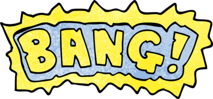 tecknad doodle word bang png