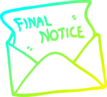 cold gradient line drawing of a cartoon final notice letter png