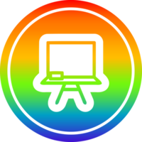 school- schoolbord circulaire icoon met regenboog helling af hebben png