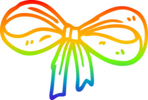 rainbow gradient line drawing of a cartoon tied bow png