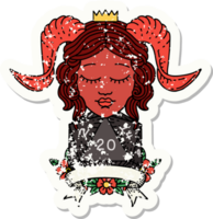 estilo de tatuaje retro feliz tiefling con natural 20 png