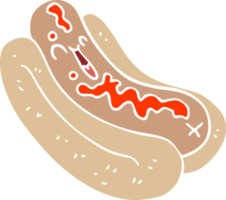 cartoon doodle hotdog in bun with ketchup png