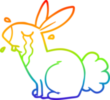 rainbow gradient line drawing of a cartoon bunny rabbit crying png