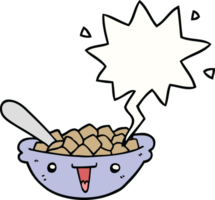 fofa desenho animado tigela do cereal com discurso bolha png