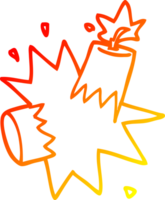 warm gradient line drawing of a cartoon dynamite png