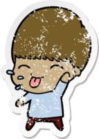 distressed sticker of a cartoon calm boy png