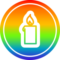 burning candle circular icon with rainbow gradient finish png