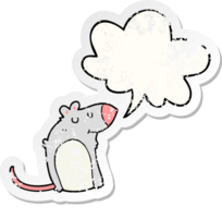 cartoon fat rat with speech bubble distressed distressed old sticker png